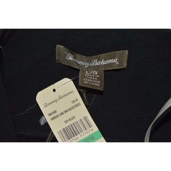 NWT Tommy Bahama Beaded Halter Boho Maxi Dress Black Brown Women's Size Large - Picture 6 of 8